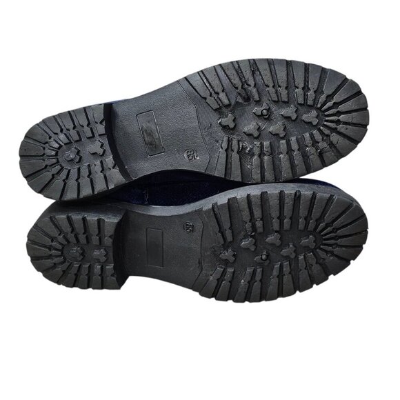 Wanted New Velour Royal Blue Ankle Patrol Lace-up Chunky Y2K Combat Boot - Picture 8 of 13